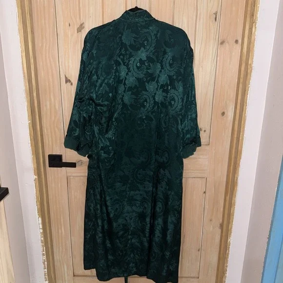 Vintage Victoria's Secret Gold Label Satin Robe Green Women's Small Tie - Picture 11 of 14